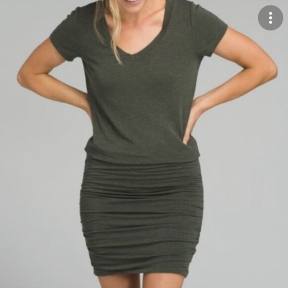 EUC Women's PRANA Foundation Ruched Fitted Mini Dress | Size M - Picture 2 of 7